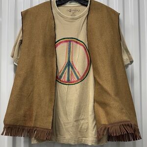 Costume-  Peace Sign Tee with Fringe Vest & Jeans